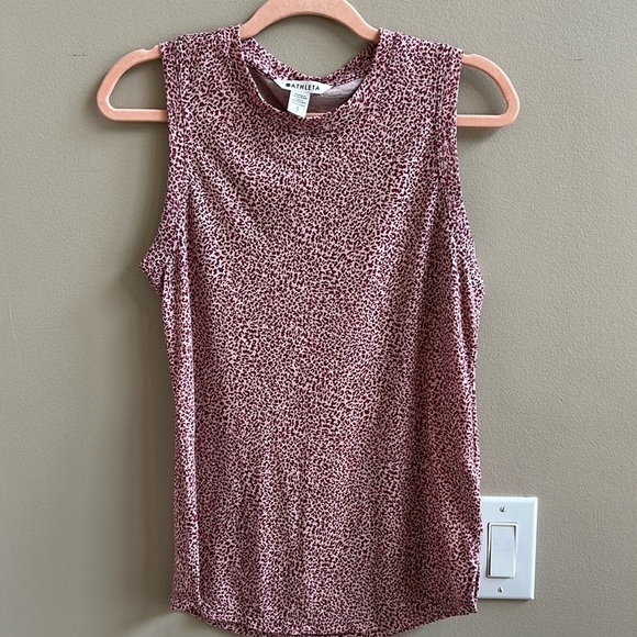 Athleta Breezy Tank Top Pink Cheetah Print Athletic Athleisure Size Small - Picture 1 of 8